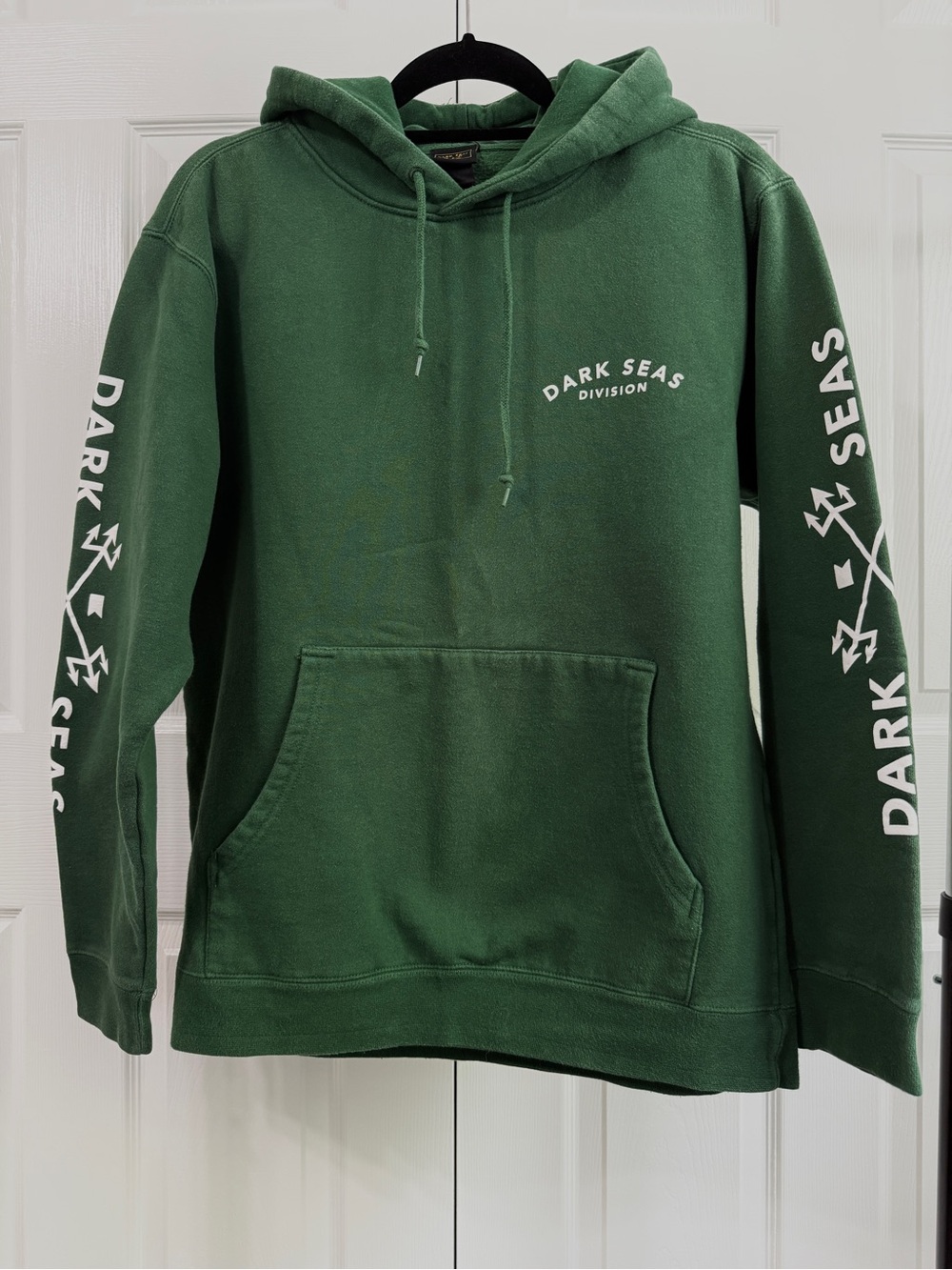 Dark Seas Division Hoodie Medium Green Trident Graphic Pullover Surf Skate